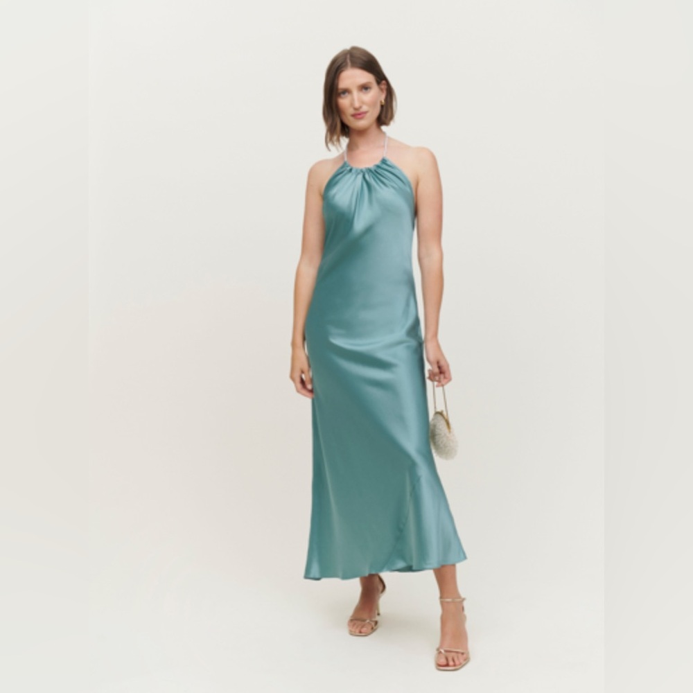 NWT Discontinued Reformation Marixa Silk Midi Dress in Verdigris